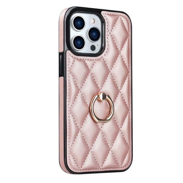 Etui til iPhone 13PRO rosa ins ring diamantbrakett lær anti-fall