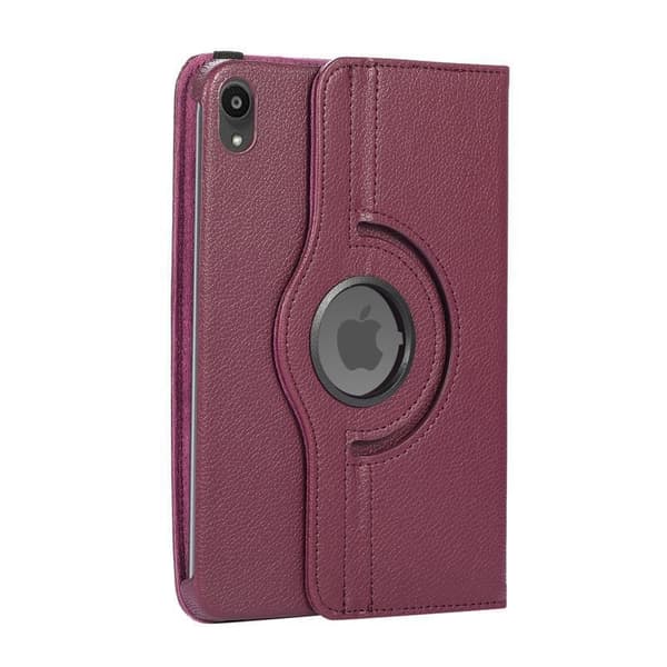 Stilfuldt etui til iPad mini 4/5 lilla lychee tekstur roterende læder Purple