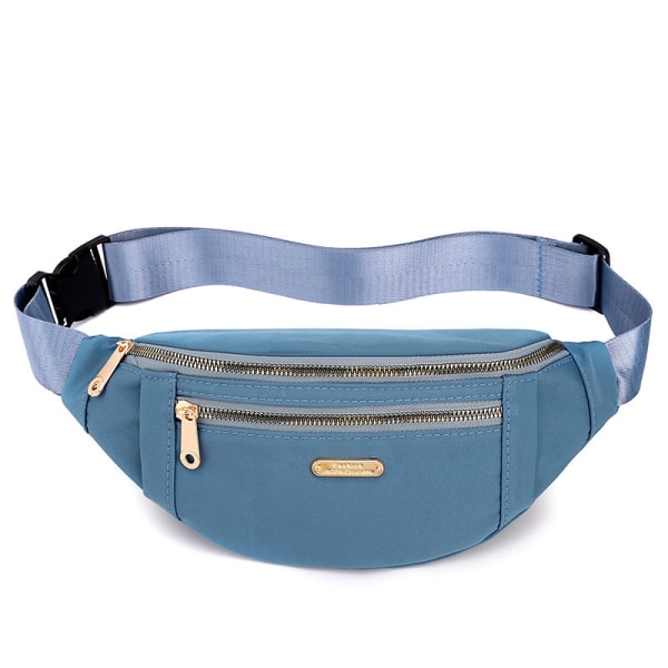 Menn kvinner Fanny Pack Midjeveske Skulder Multi-Layer Change and Phone Blue