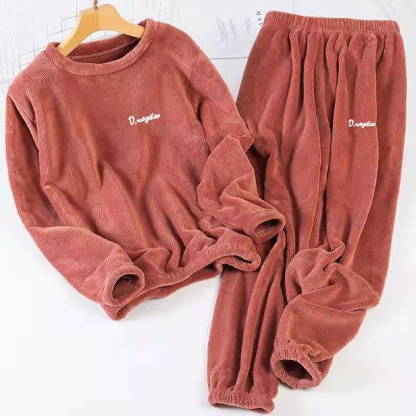 Coral Velvet Varm og løs Plus Size pyjamas for damer om høsten og vinteren Sauce red Medium size 100-120 kg
