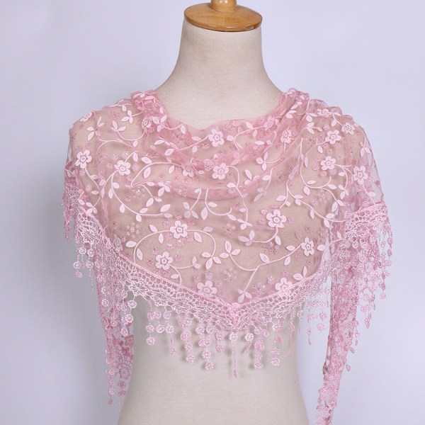 Dametørklæde sjal 2022 forår og efterår Blomsterblonde åndbar hul ud 18# Pink 150-40cm