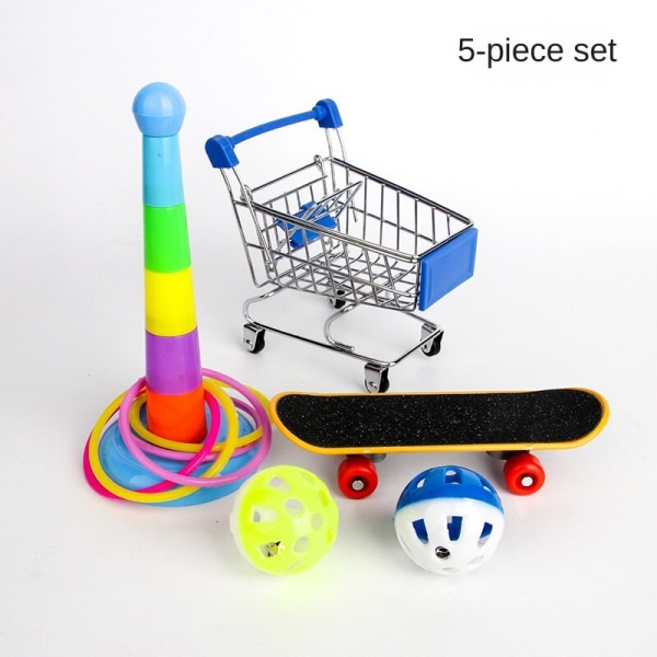 Säker giftfria fågelleksaker papegoja skateboard vagn Ball Pussel träning 5/6/7-delade set Style 4