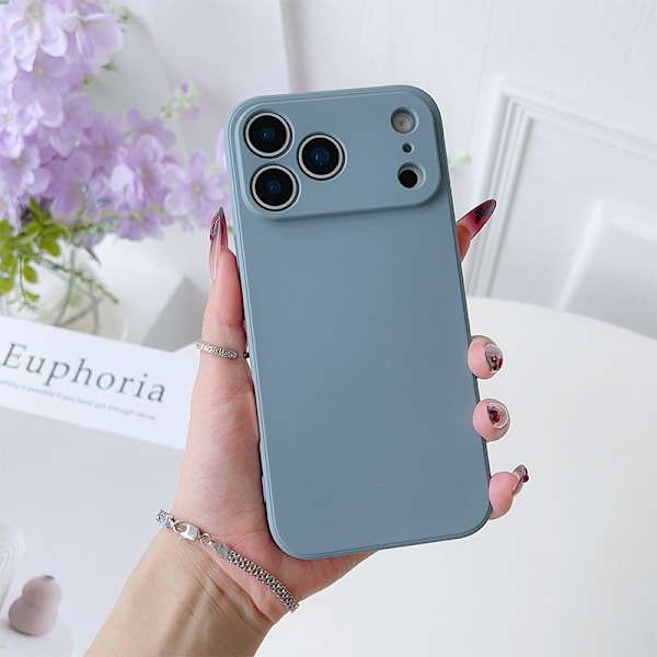 Etui til iPhone 17 Pro Max Cube Liquid Lavender Grå Magic Cube Liquid Silikone Fuld Dækning