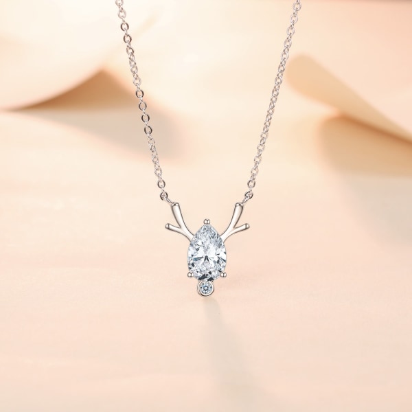 Kvinder Halskæde Kæde Choker Vedhæng Smykker Piger Gave Diamant S925 Sølv Zirkon Gevir White gold color 925 silver