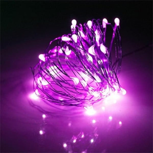 1M 2M 3M 5M LED-lysstreng til bryllupsfest Julepynt Fairy Lights Hage Utendørs Vanntett Garland Lyskjede Purple 1M 10Leds