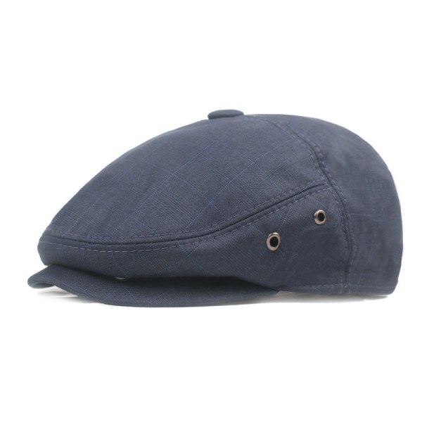 Barettihattu Keski-ikäisten vanhusten hatut Miesten cap Kevät ohut baretti Advance-hatut Plaid navy blue 58cm
