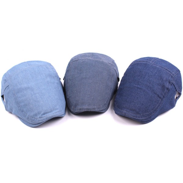 Barettihattu farkkubaretti miesten huipullinen cap Yksivärinen Yksinkertainen Advance-hatut Hattu Naisten aurinkohattu Dark Blue Adjustable