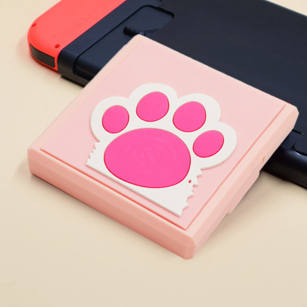 För Nintendo Switch Game Card Box NS OLED Storage Box Minneskort Box Förvaring Tillbehör Box Pink cat's paw