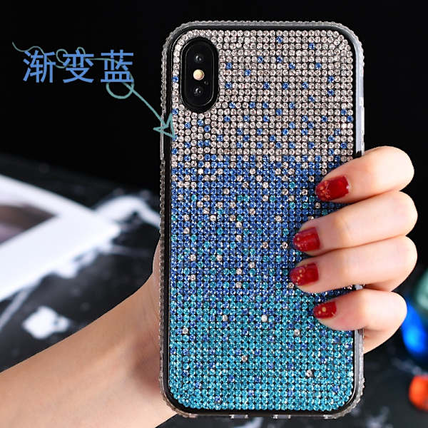 Etui til iPhone 17 Pro Max Gradient Blå Diamant Gradient Rhinestone Trendy Mærke