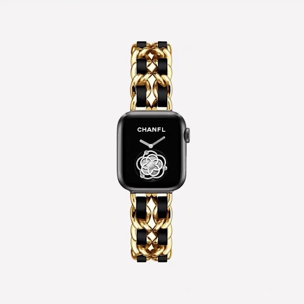 Kellon ranneke Apple Watch iWatch 38/40/41/ 10. sukupolvi 42mm kulta mustalla