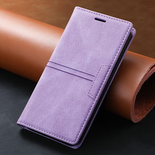 Fodral för iPhone 14PRO lila hudkänsla drömsk magnetisk flip läder kortplats mode skydd