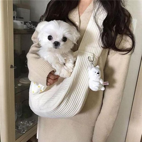 Kvinder håndtaske Udendørs Rejse Kat Rygsæk Pet Shoulder Messenger Pet Supplies White Suitable for pets within 8 Jin