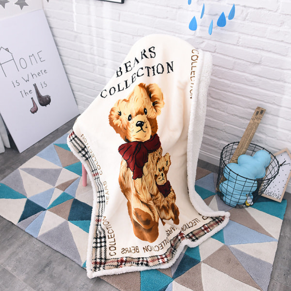 Hösten och vintern Baby Baby Cartoon Berber Fleecefilt för barn Plaid bear 100*140cm