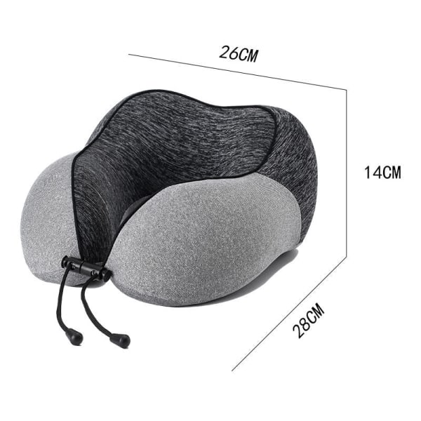 Myk behagelig reisepute Is Silke U-formet Memory Foam Pute Kontorlur Black and gray