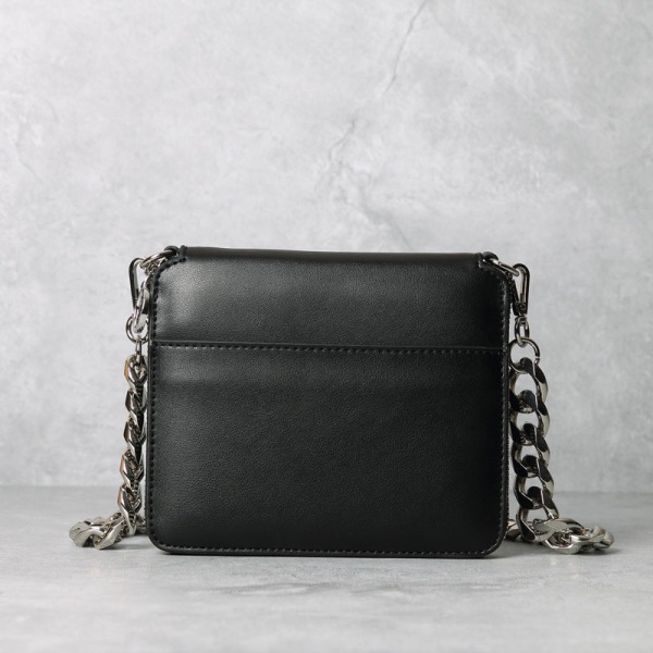 Kvinner Lær håndveske Business Small Square Akryl Portable Chain Shoulder Messenger Bag Fashion Black
