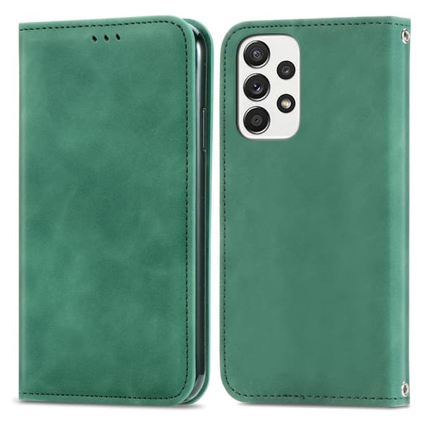 Fodral för Samsung S25 Plus grönt läder flip business solid magnetisk