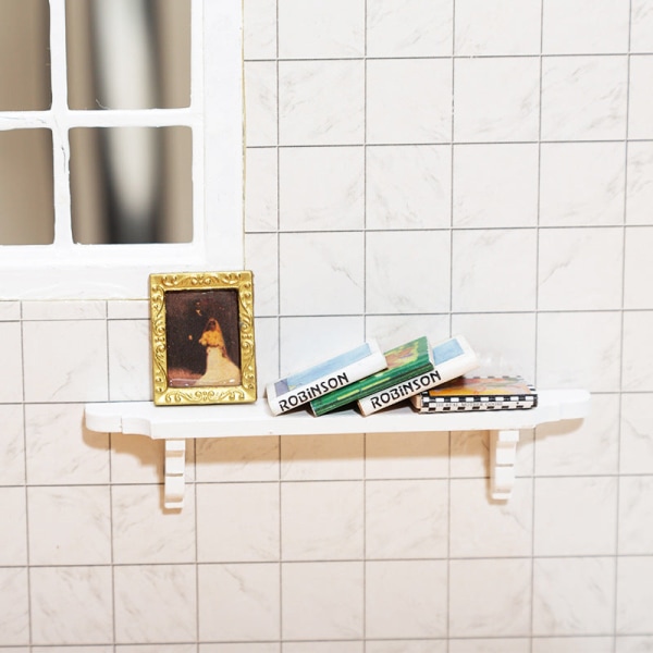 Miniaturemøbler Legetøjsdukker Hus gør-det-selv dekorationstilbehør Mini 1:12 hvid hylde White