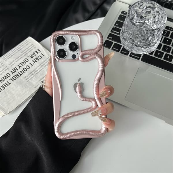 Kotelo iPhone 17 Matte Openwork Snake Pink -puhelimelle