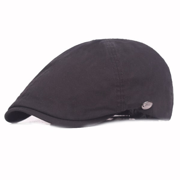 Baretterhat Bomuld Baskeret Mænds Advance Hatte Efterår Vinter Hat College Style Peaked Cap Dame Hat Black M（56-58cm）