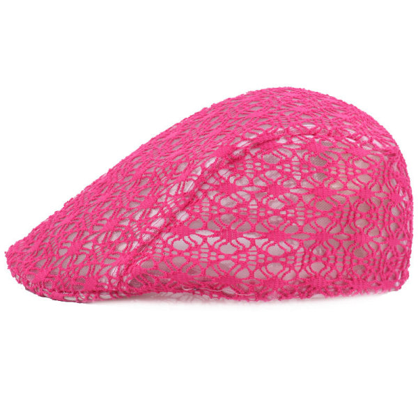 Barettihattu pitsi Beretti naisten cap kesämatkahattu hengittävä auringonpitävä Advance-hatut cap mesh Rose Red Average Size (58cm)
