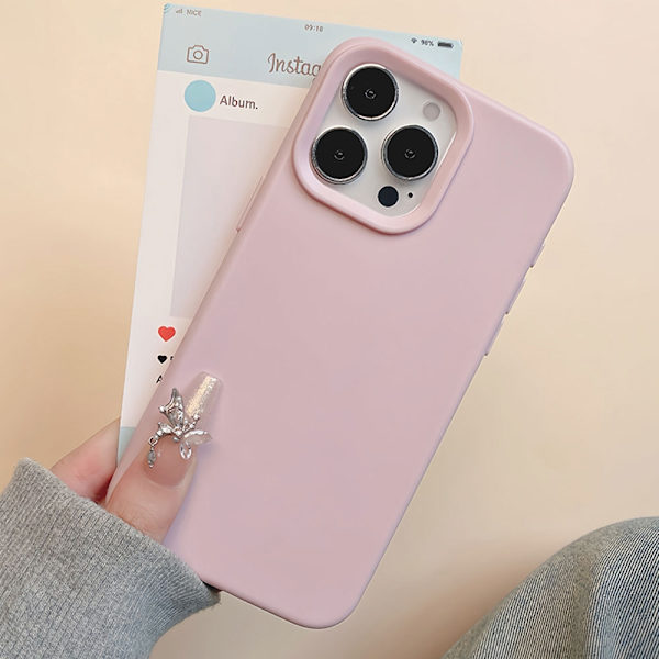 iPhone 17 Sakura Pink Cover Hud-Berørings Solid Farve Klæbrig Ris Dråbe-Resistent