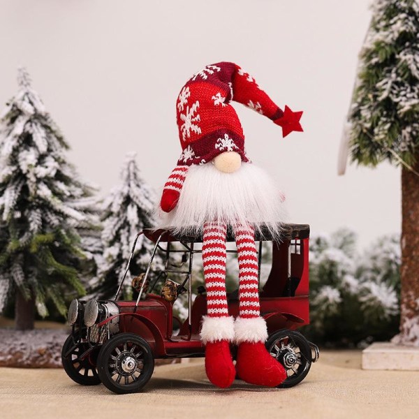 Santa Gnome juledekorasjon med stjernehatt Rudolph tegneserie plysjdukke som lyser Red Medium-short leg