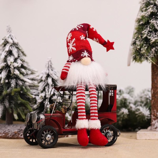 Santa Gnome juledekoration med stjernehat Rudolph tegneserie plysdukke glødende Grey Large-long leg