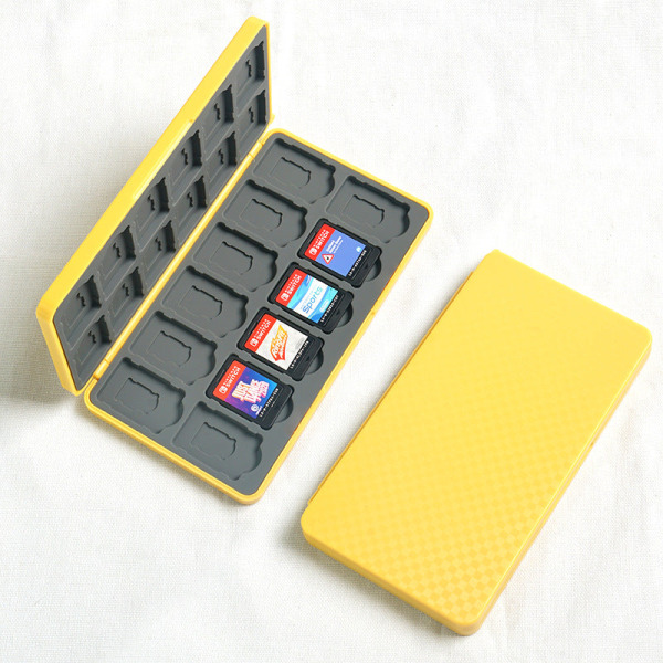 For Nintendo Switch Game Card Cassette Carbon Fiber Pattern Magnetic Storage Box NS Game Yellow