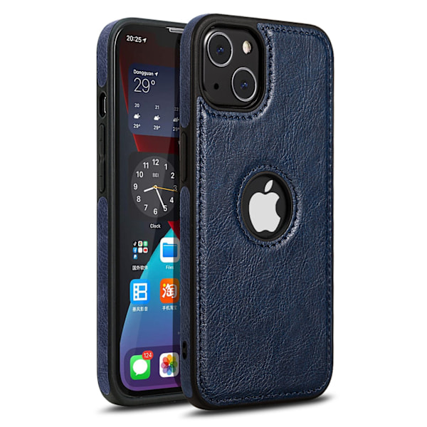 Etui til iPhone 14Pro manglende label læder etui blå business anti-fald