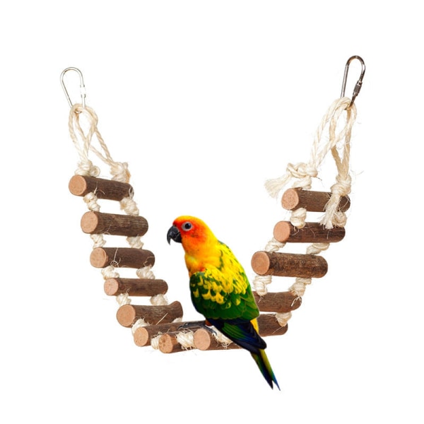 Sikkert ikke-giftigt fuglelegetøj Papegøjetræ hængebro med læderstige Roterende Klatring Nibbling Width 10cm