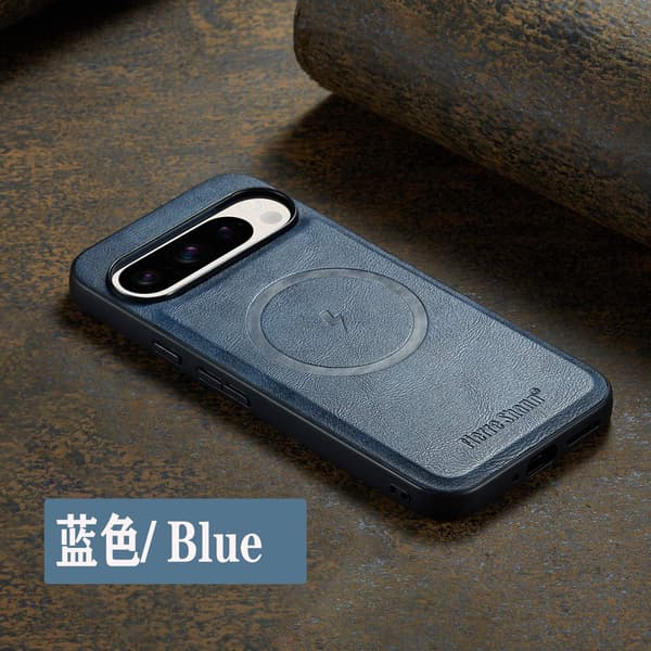 Fodral för iPhone15pro 027 blått fallsäkert ve-läder