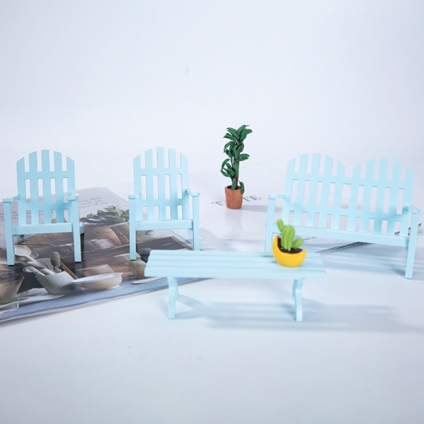 Miniatyrmøbler Leketøy Dukker Hus DIY dekorasjonstilbehør Mini 1:12 Parkbord og stolsimulering White armchair