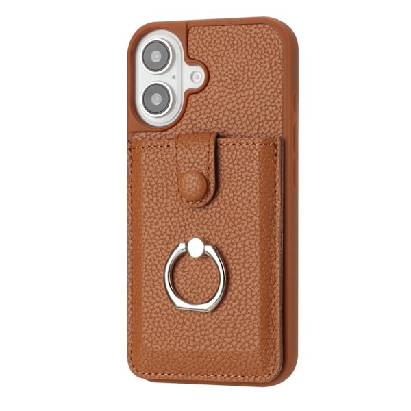 Etui til iPhone 14 Pro brun ring kortholder business slot anti-fald spot