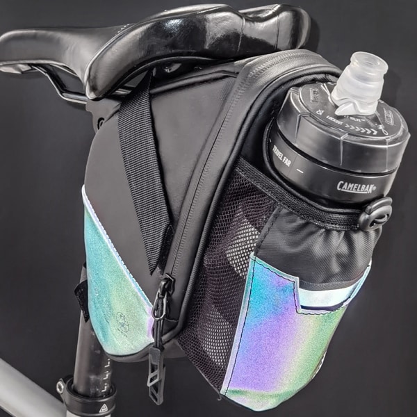Nøytral Sykkelveske Terrengsykkel Kettle Bag Reflekterende haleveske Baksete Black-Colored light 12*8*26cm