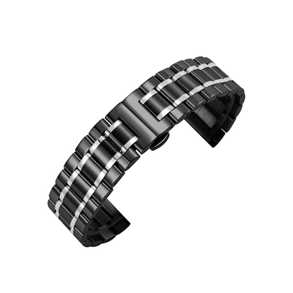 Urrem til Apple Watch iWatch Størrelse 42-44-45mm HW-Sort og Sølv Fem-leds Stålbælte