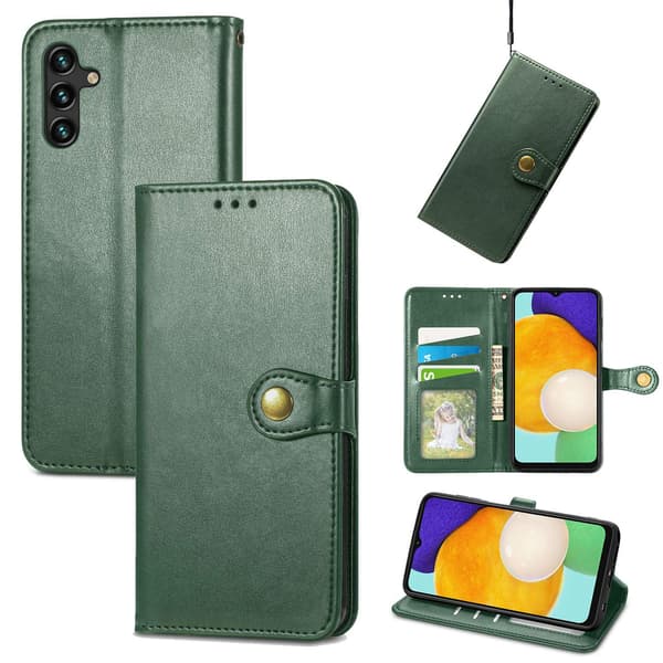Fodral för Samsung S22 Plus Mörkgrön Flip Visitkort Dark Green