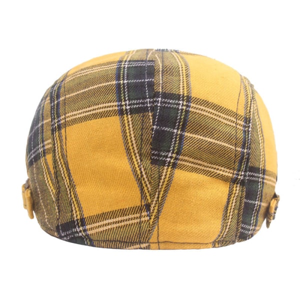 Beret lue Rutete stoff Advance Hats Kunstnerisk ungdom Peaked Cap College Style Beret menns og kvinners solhatter Yellow Adjustable