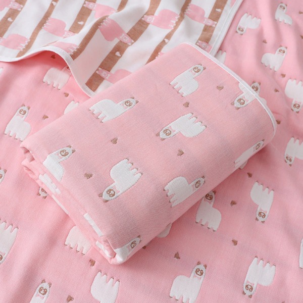 Baby sideharso kylpypyyhe syntynyt puuvilla Jacquard kuusikerroksinen cover kesä päiväkodin pyyhepeitto Pink alpaca 110*110cm