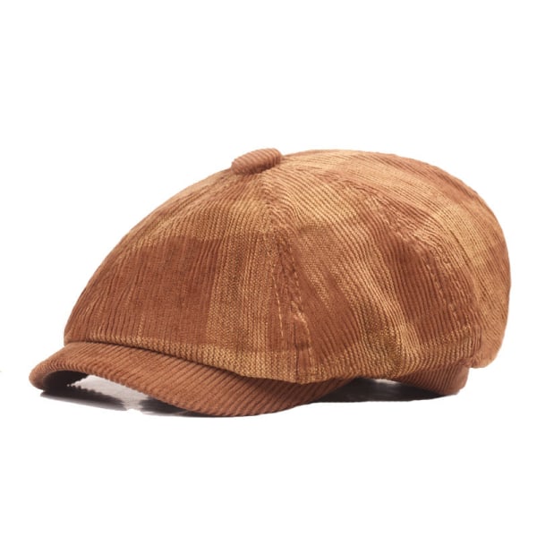 Beret lue vinter åttekantet lue britisk stil beret litterær ungdoms åttekantet lue menn og kvinner baseball cap Khaki M（56-58cm）