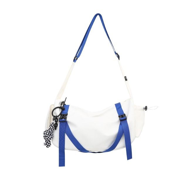 Messenger-väska för män Utomhus Casual Modemärke Sport Crossbody-väska White with blue without pendant 12-inch