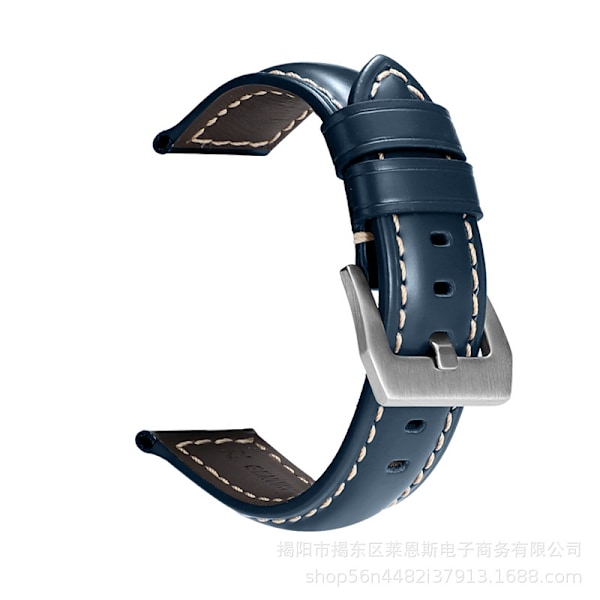 Urrem til Apple Watch iWatch Anvendelig interface 42-44-45-49mm HW-Glossy læder midnatsblå-Sølvspænde- PNH