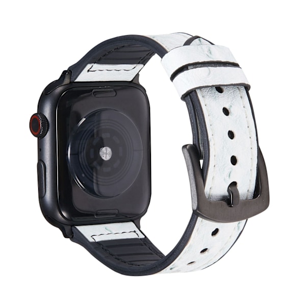 Kellon ranneke Apple Watch iWatch 42/44/45mm strutsikuvio valkoinen vihreä