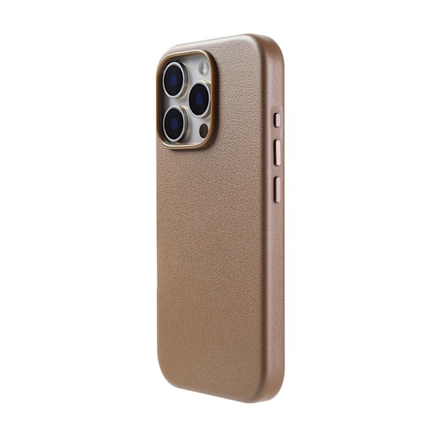Fodral för iPhone 16Plus magnetisk MagSafe Tecknad ljusbrunt läder PU hel