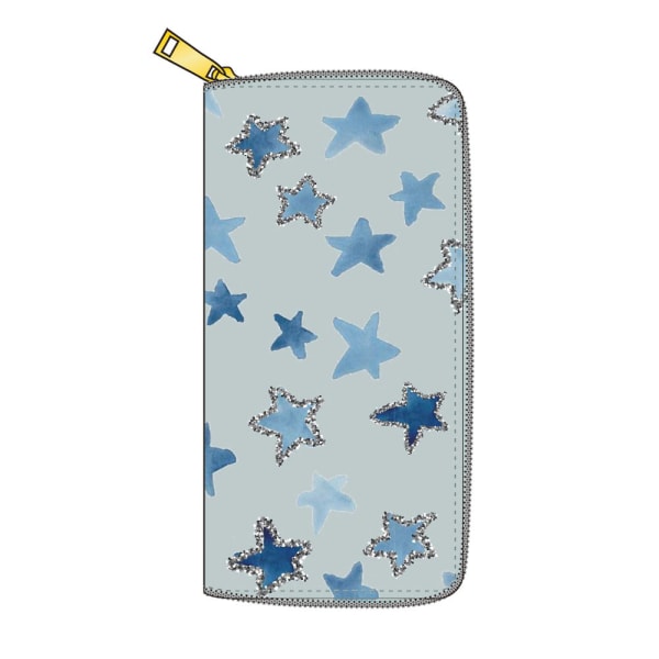 Star Pu Long Zip Soft Wallet Femtakket Star Wallet Print med lynlås White