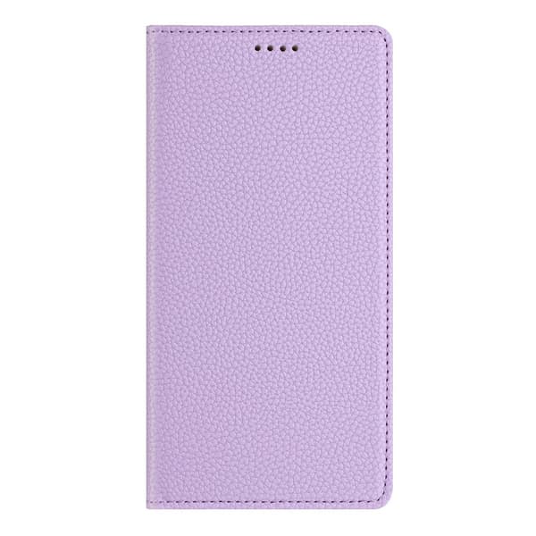 Etui til iPhone 13pro lilla solid litchi mønster multi kort læder magnetisk pung japansk