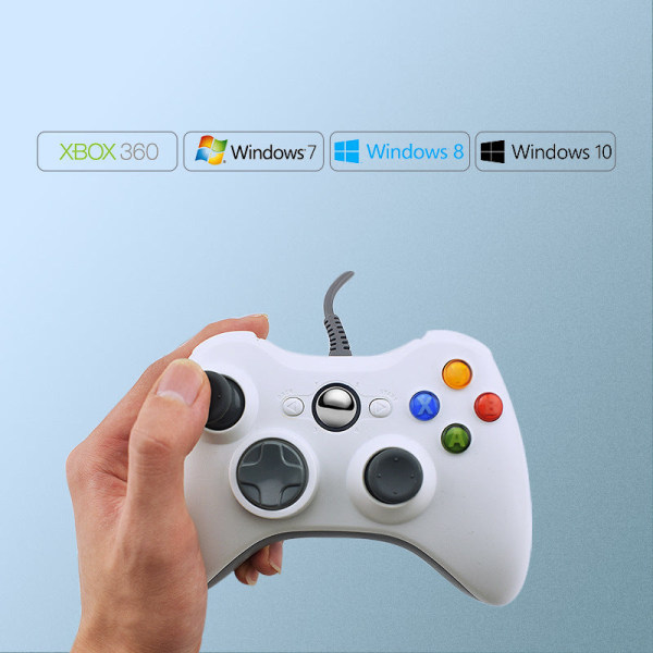 til Xbox360 Shape PC/Vært Dual-Purpose Håndtag USB Wired Gamepad Computer Håndtag Strap Vibration Blue