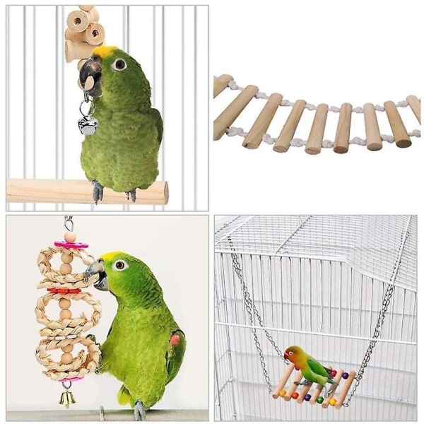 Fugleleker 8 pakker fugl papegøye huske hengende leke naturlig for parr