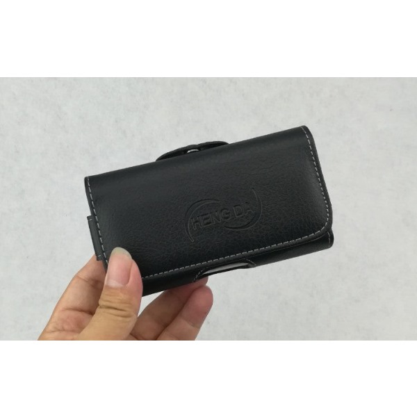 Män kvinnor Fanny Pack Midjeväska Hängande telefon Cover Äldre Människor Mobil hushållsmaskin Case Black litchi pattern 2.6 inch