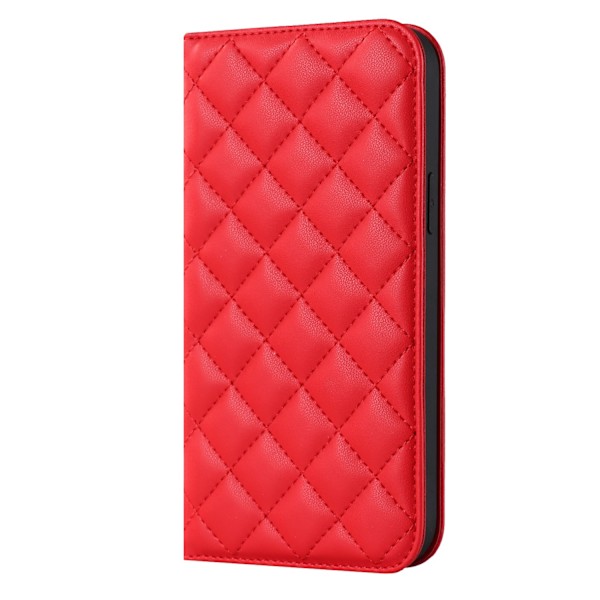Fodral för iPhone14ProMax rött diamantläder ins magnetisk attraktion trådlös laddningskort