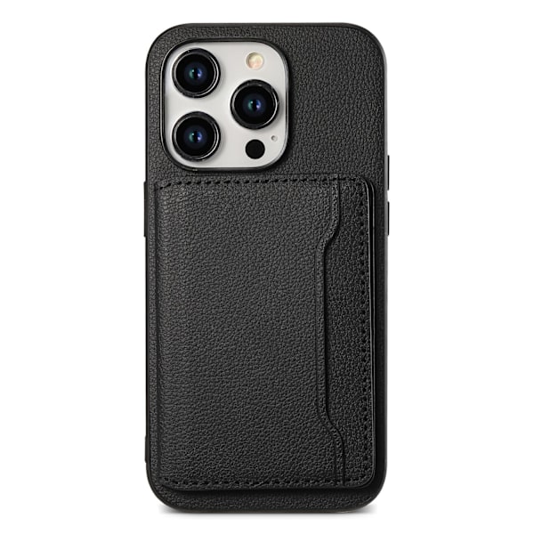 Kotelo iPhone 15 Pro -puhelimelle, musta, itseliimautuva korttipidike